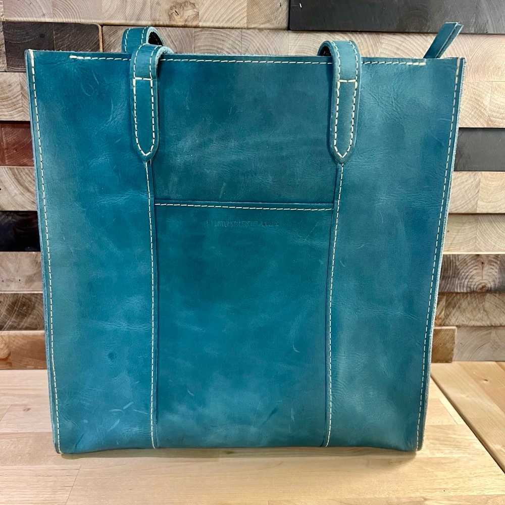 Portland Leather Goods Aqua large Lola, EUC - image 1