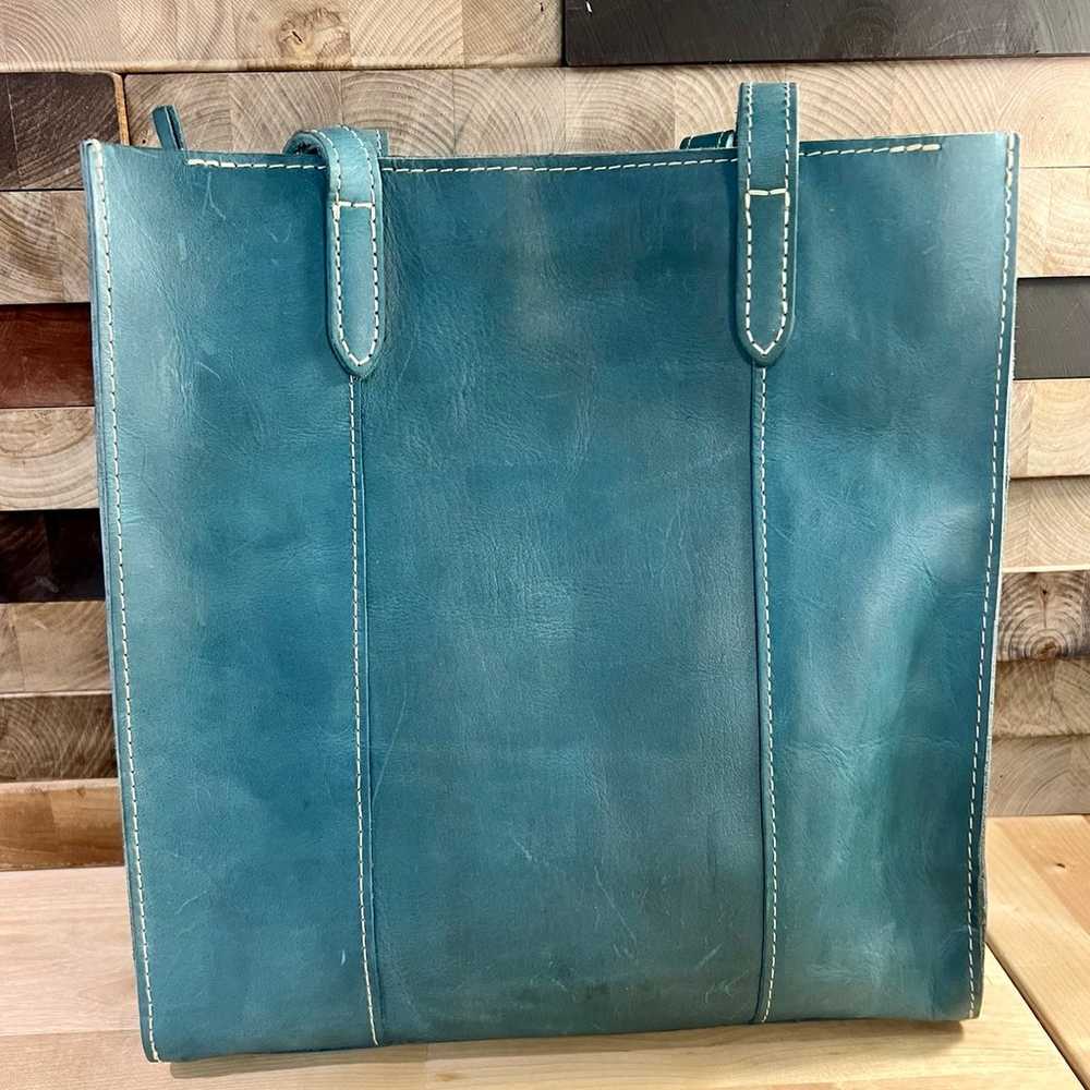 Portland Leather Goods Aqua large Lola, EUC - image 2