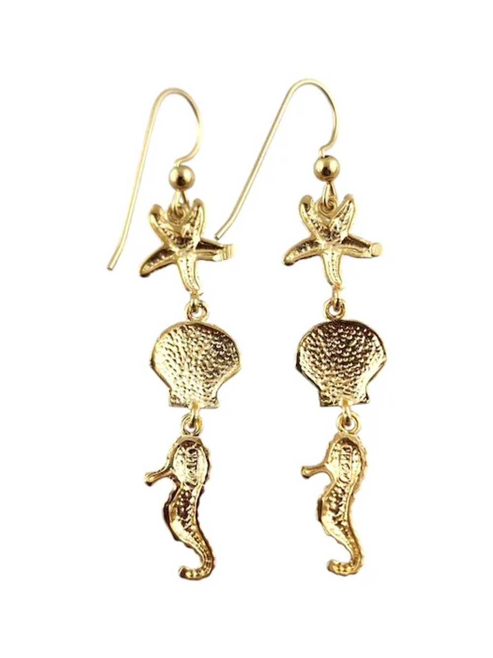 14 Karat Yellow Gold Sea Themed Dangle Earrings #… - image 3