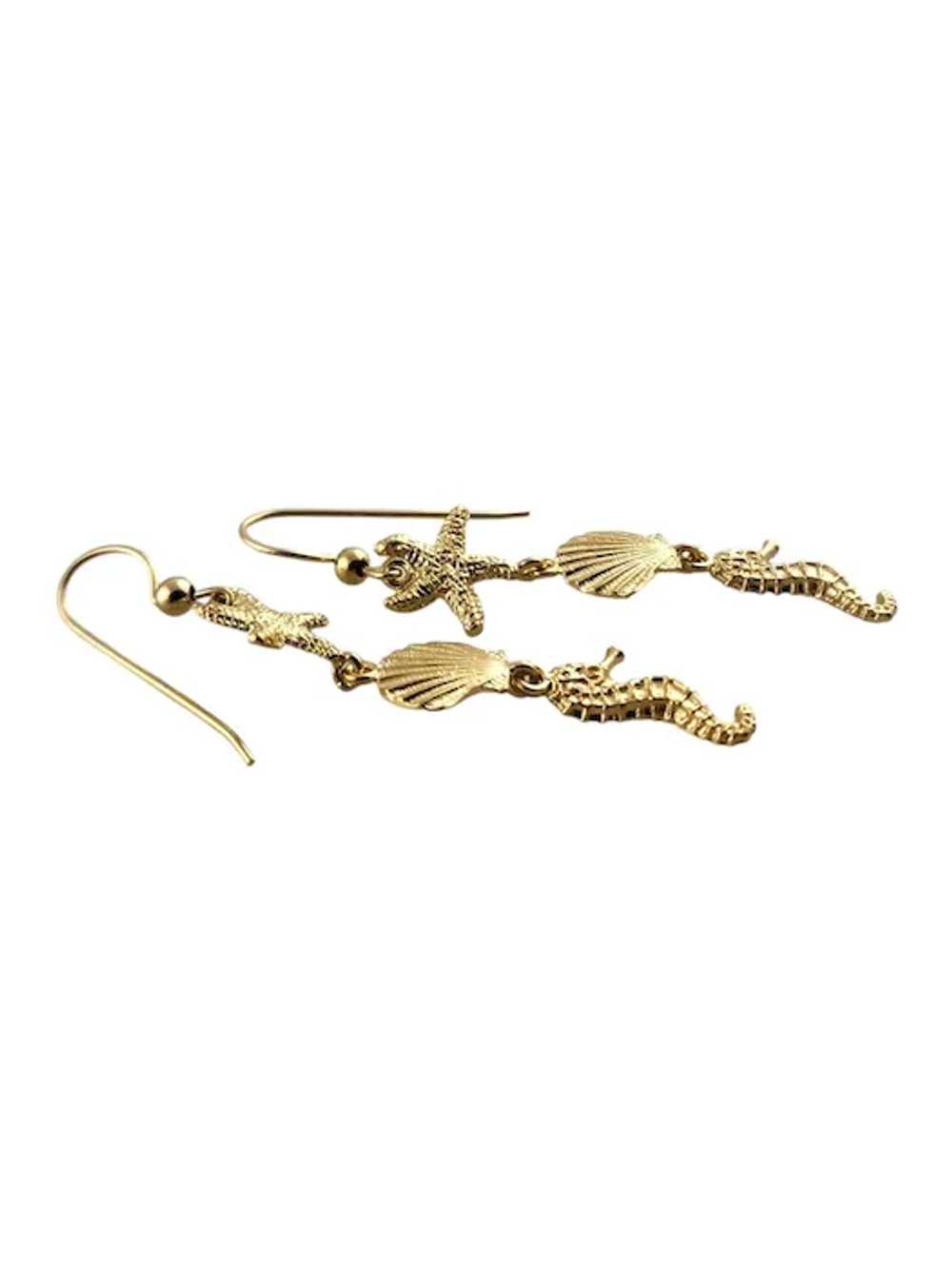 14 Karat Yellow Gold Sea Themed Dangle Earrings #… - image 5