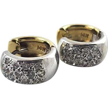 14 Karat White & Yellow Gold Reversible Diamond H… - image 1