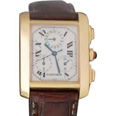 Cartier 18k Gold Tank Francaise Chronograph XL Wat