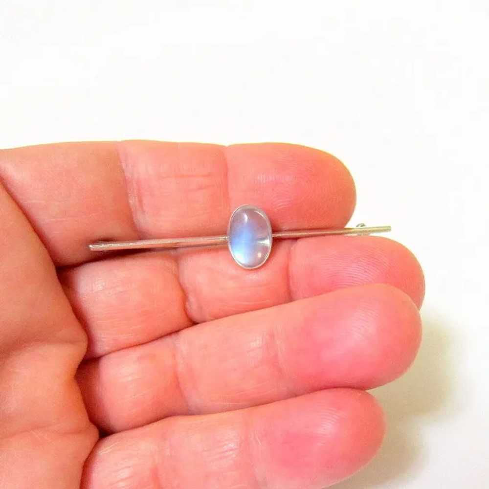 Edwardian Sterling Silver Cabochon Moonstone Broo… - image 7