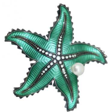 Ivart Holth Sterling Silver Enamel & Pearl Star Fi