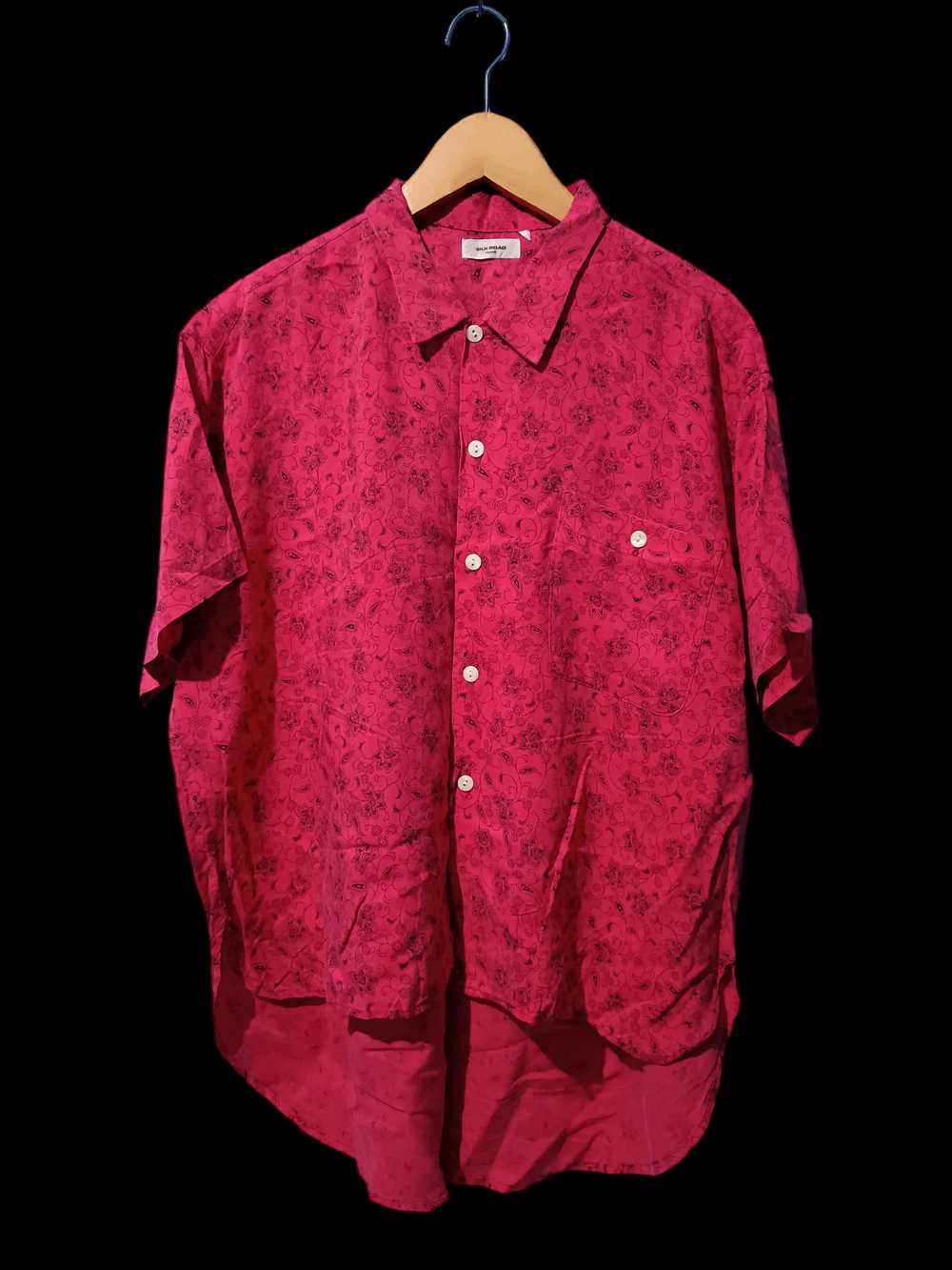 Japanese Brand Red Paisley Rayon Short Sleeve Shi… - image 1