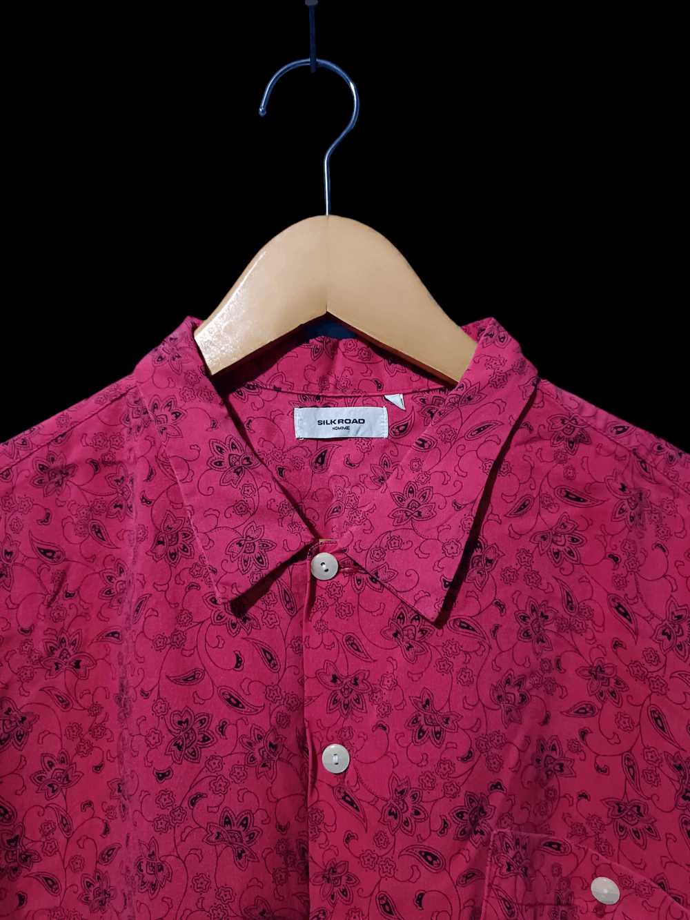 Japanese Brand Red Paisley Rayon Short Sleeve Shi… - image 3