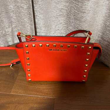 MICHAEL KORS Orange Studs Shoulder Bag. - image 1