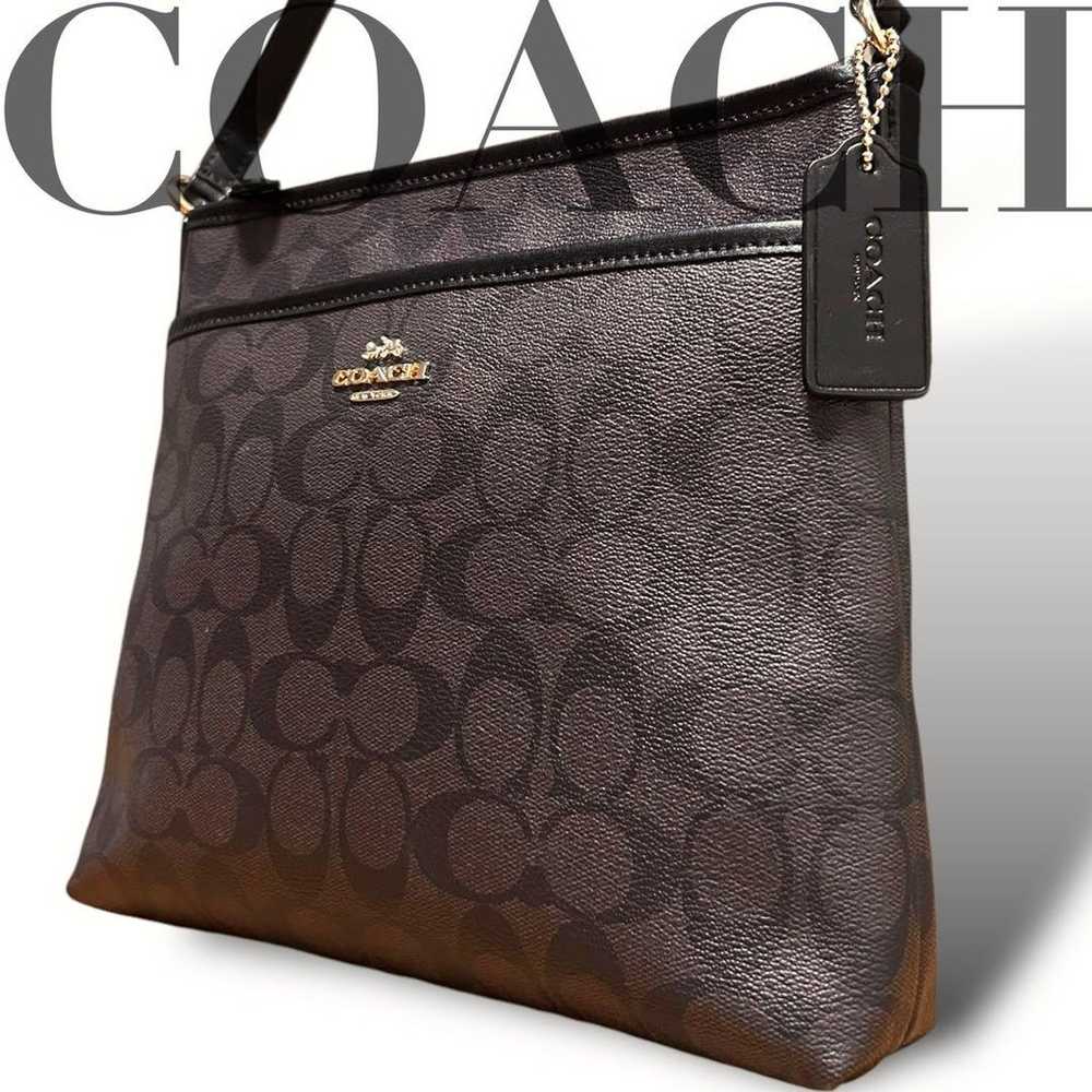 【Unused】COACH Shoulder Bag PVC Brown Leather Logo - image 1