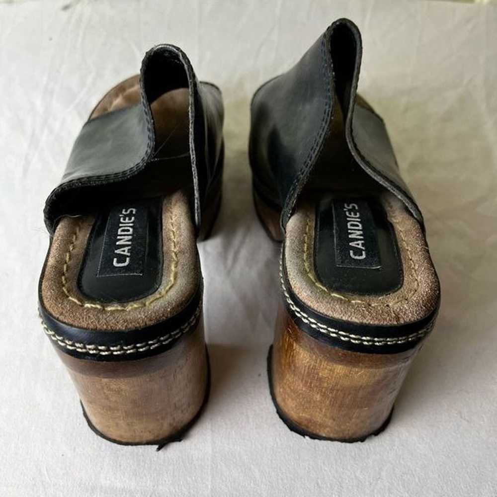 Vintage 90s Y2K Candies Black Leather Mule Sandal… - image 10