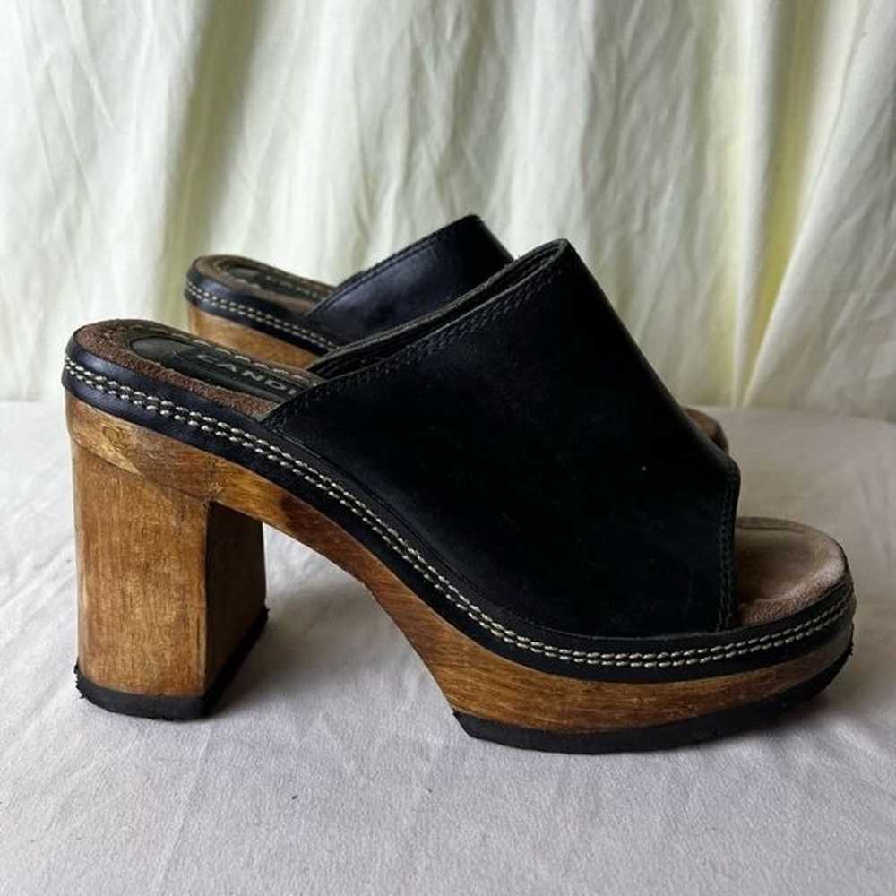 Vintage 90s Y2K Candies Black Leather Mule Sandal… - image 11