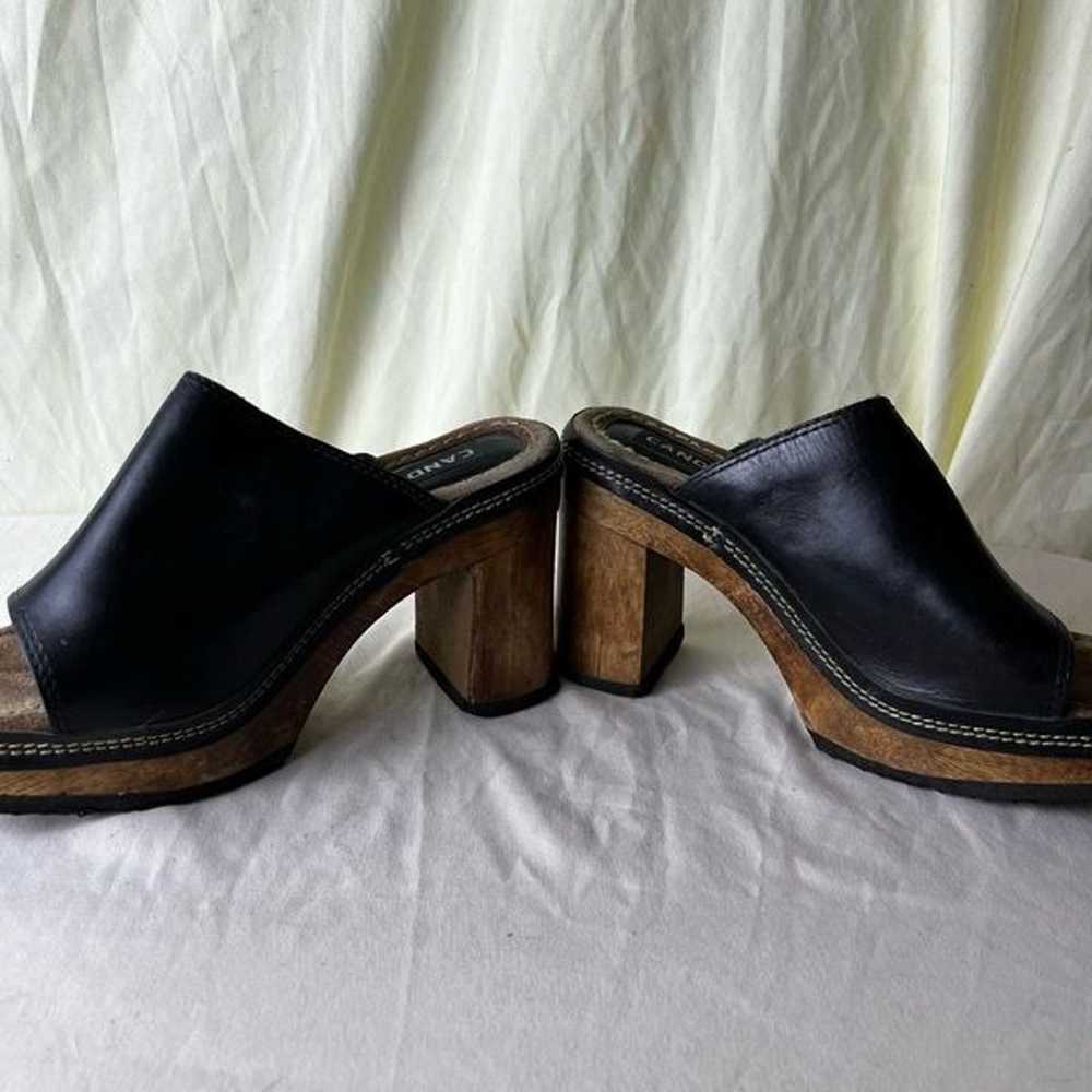 Vintage 90s Y2K Candies Black Leather Mule Sandal… - image 6