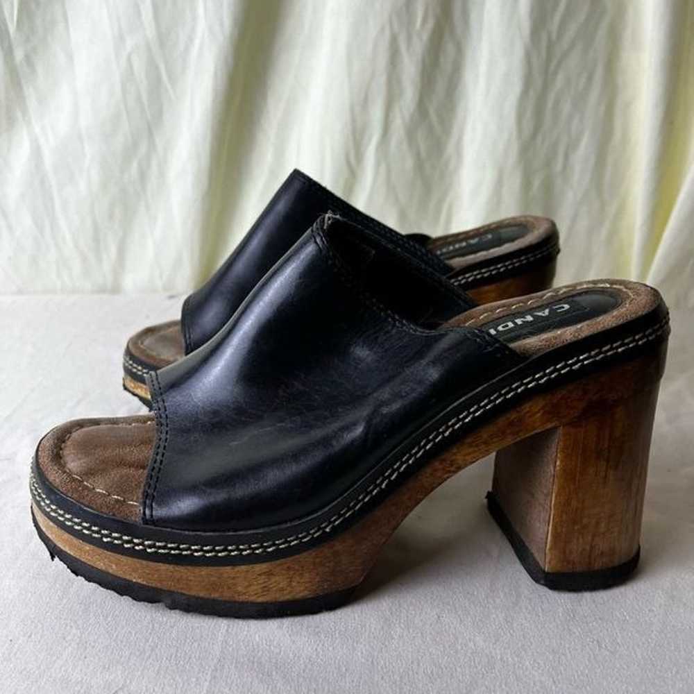 Vintage 90s Y2K Candies Black Leather Mule Sandal… - image 8