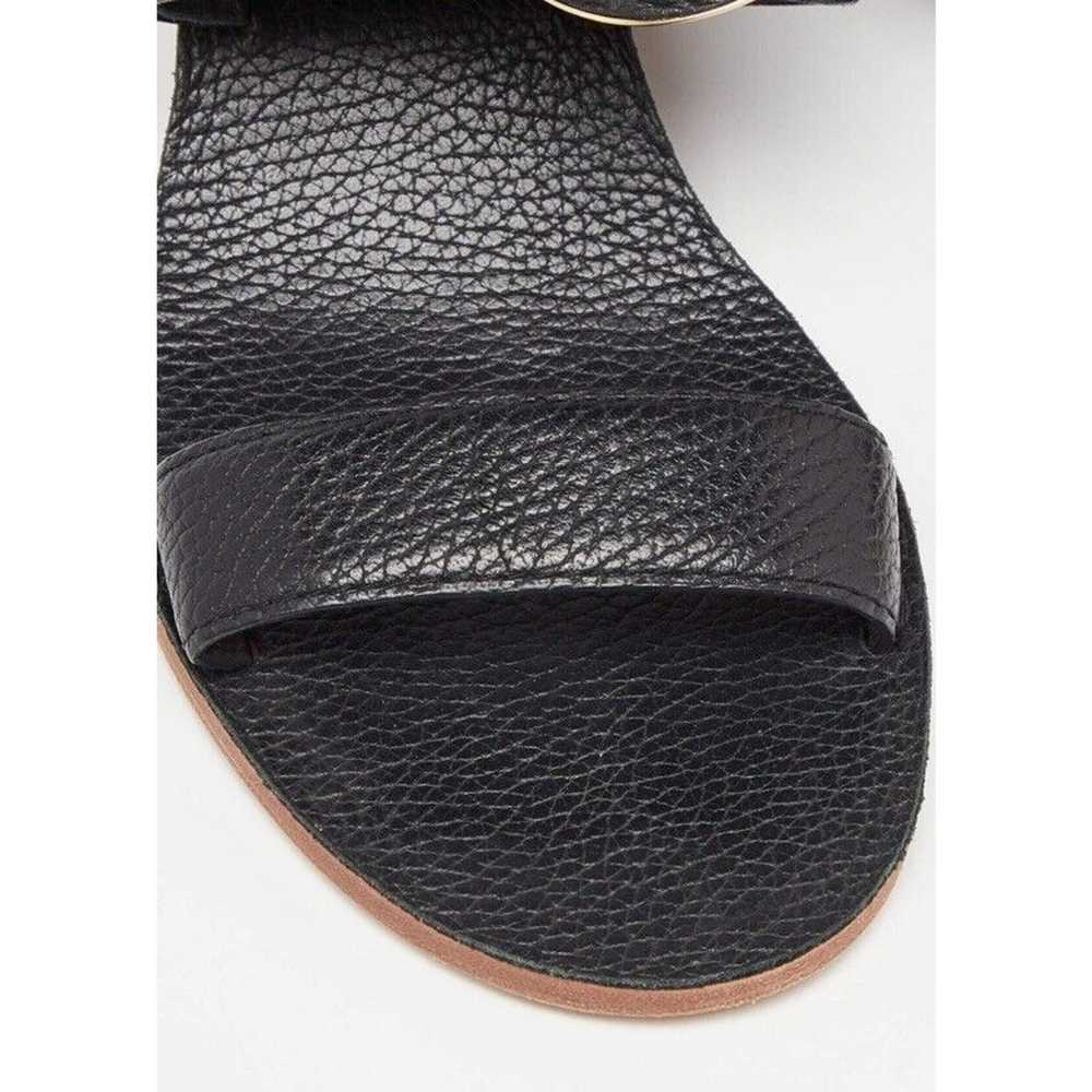 Tory Burch Black Leather Metal Logo Wedge Sandals… - image 6