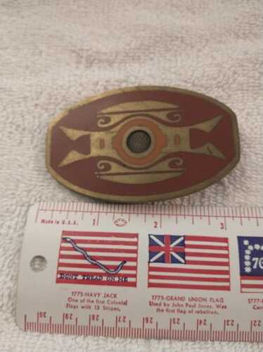 VTG BTS ABSTRACT SOUTHWEST TRIBAL BRASS HIPPIE BE… - image 1