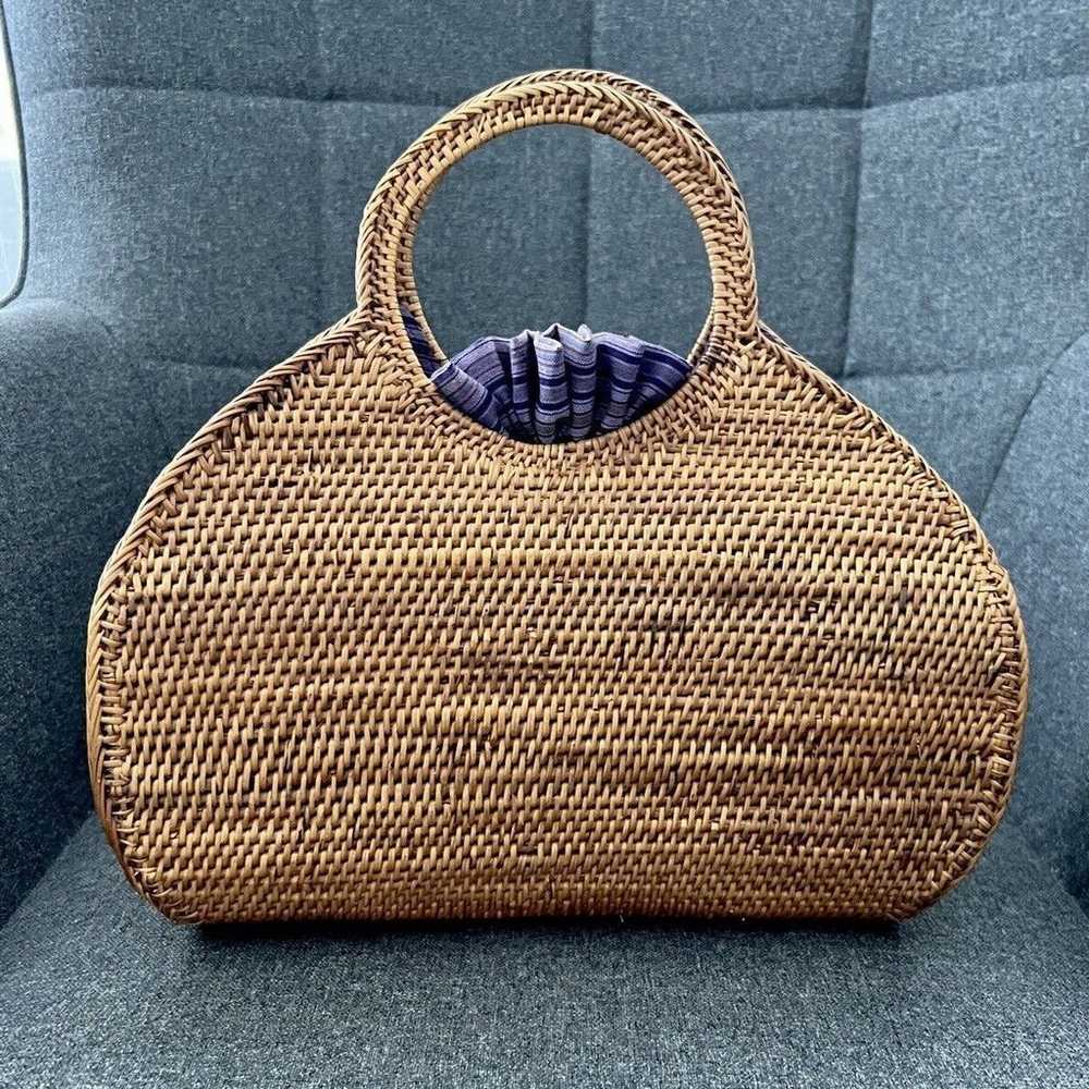 Anthropologie Veld Rattan Tote Bohemian Purse Wic… - image 1