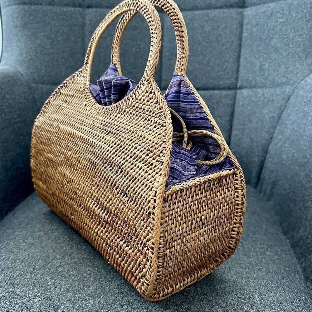 Anthropologie Veld Rattan Tote Bohemian Purse Wic… - image 2