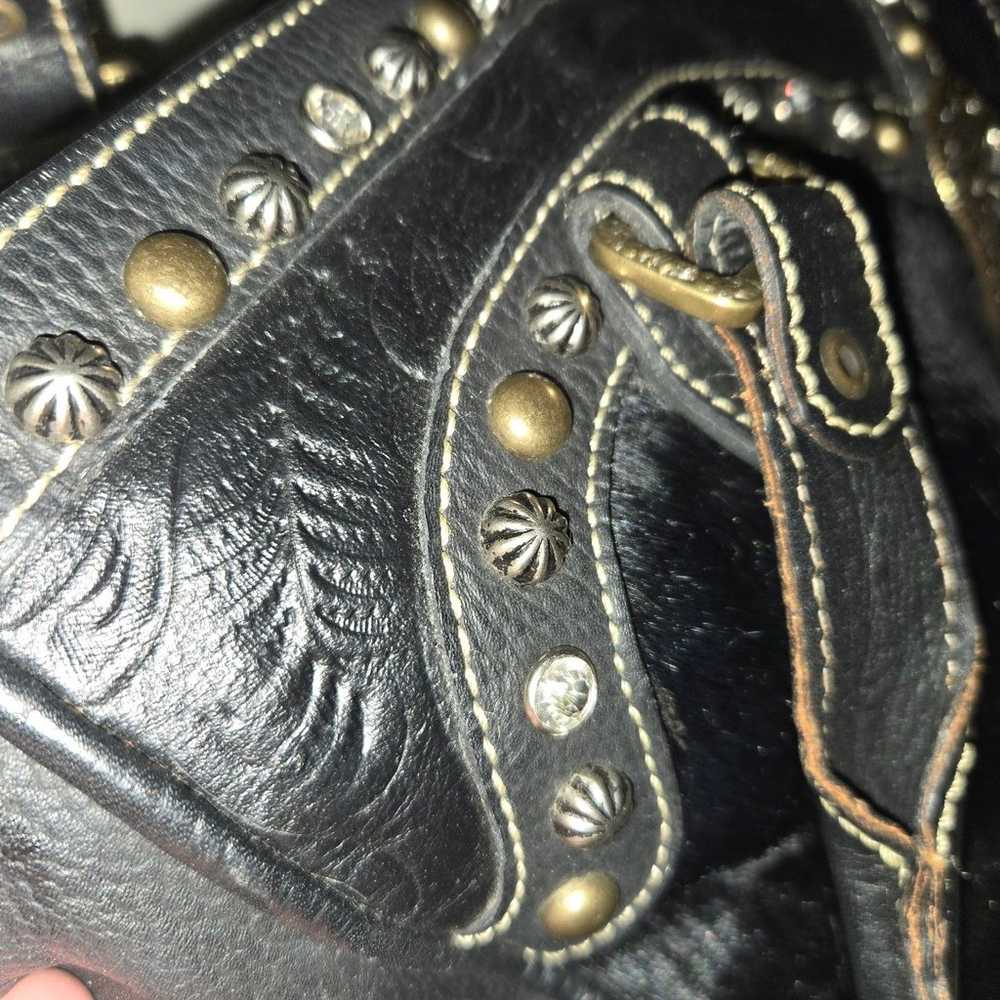 American West Cowhide Black Bling Purse with Dust… - image 3