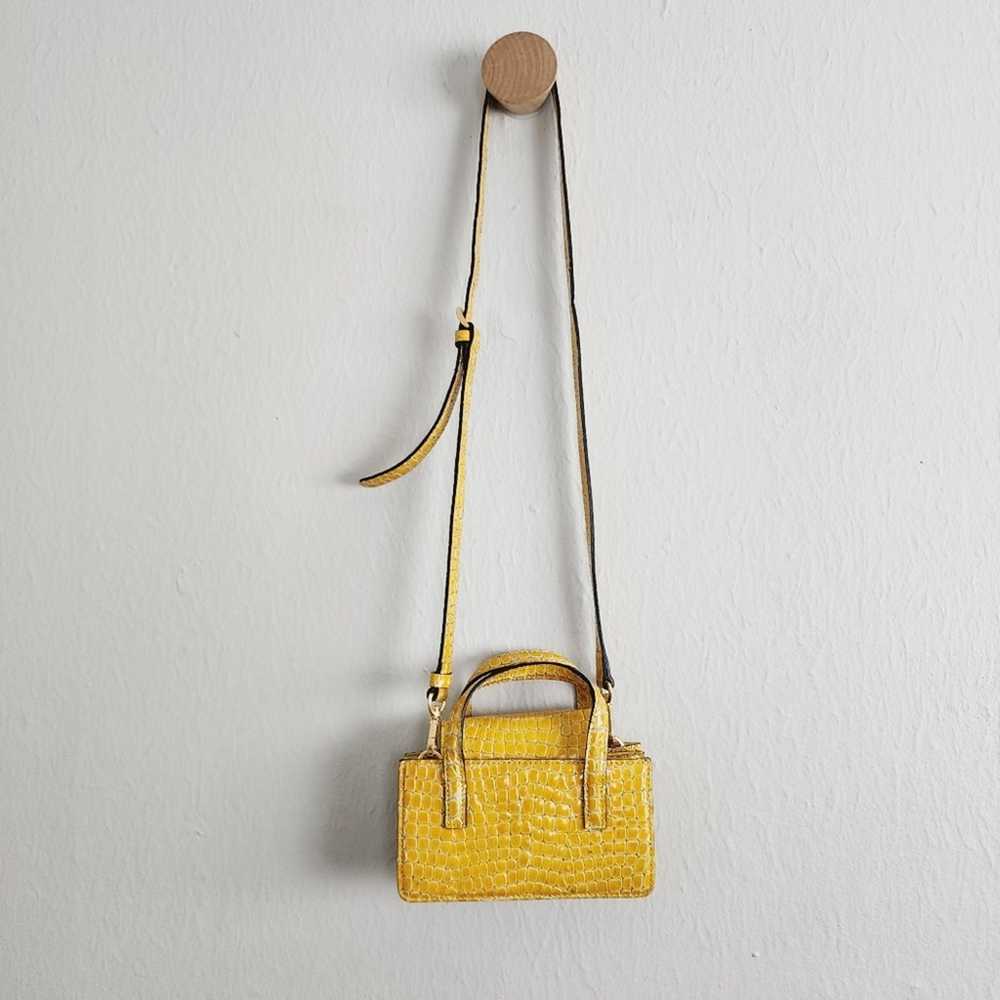 Marge Sherwood Shiny Yellow Croc Top Handle Mini … - image 1