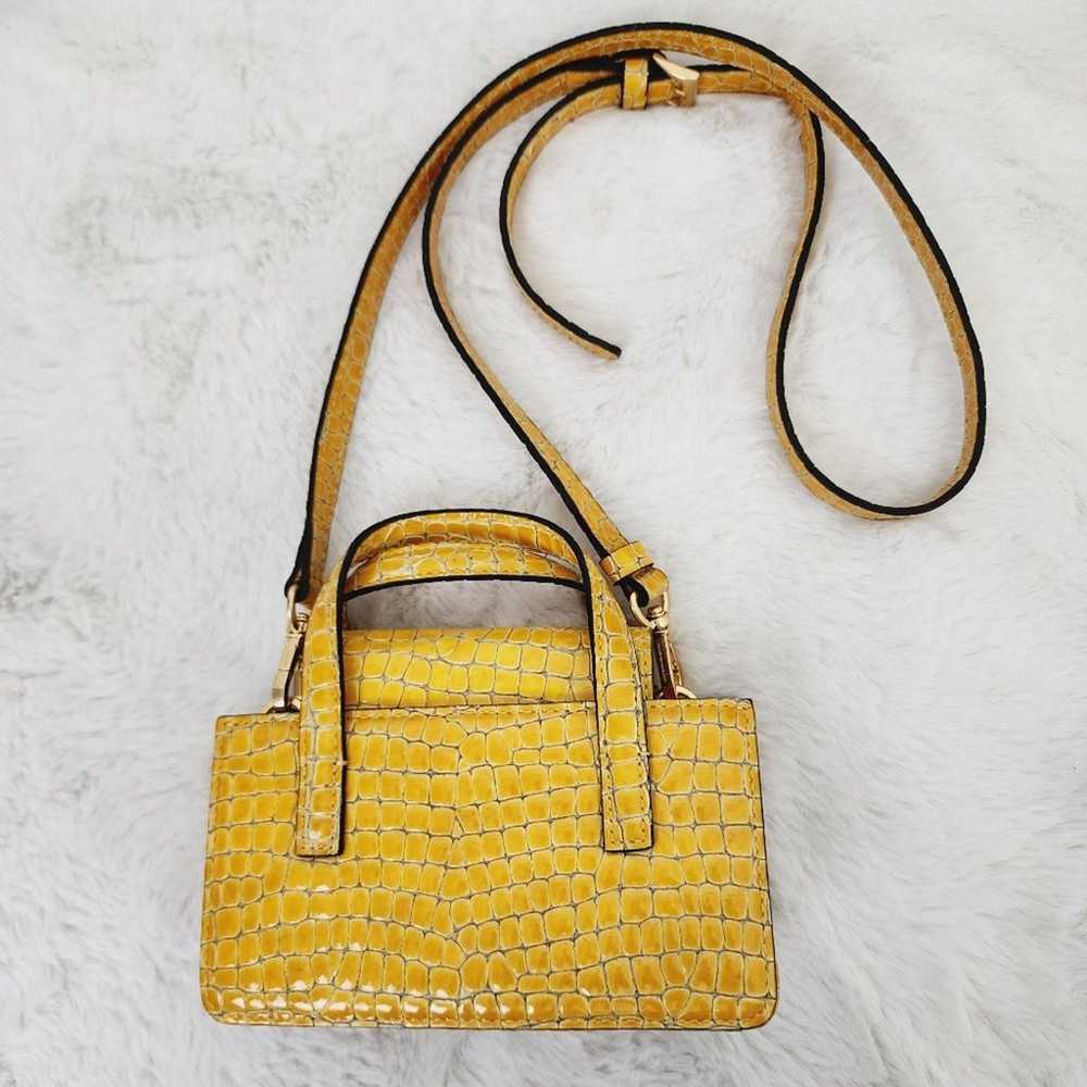 Marge Sherwood Shiny Yellow Croc Top Handle Mini … - image 2