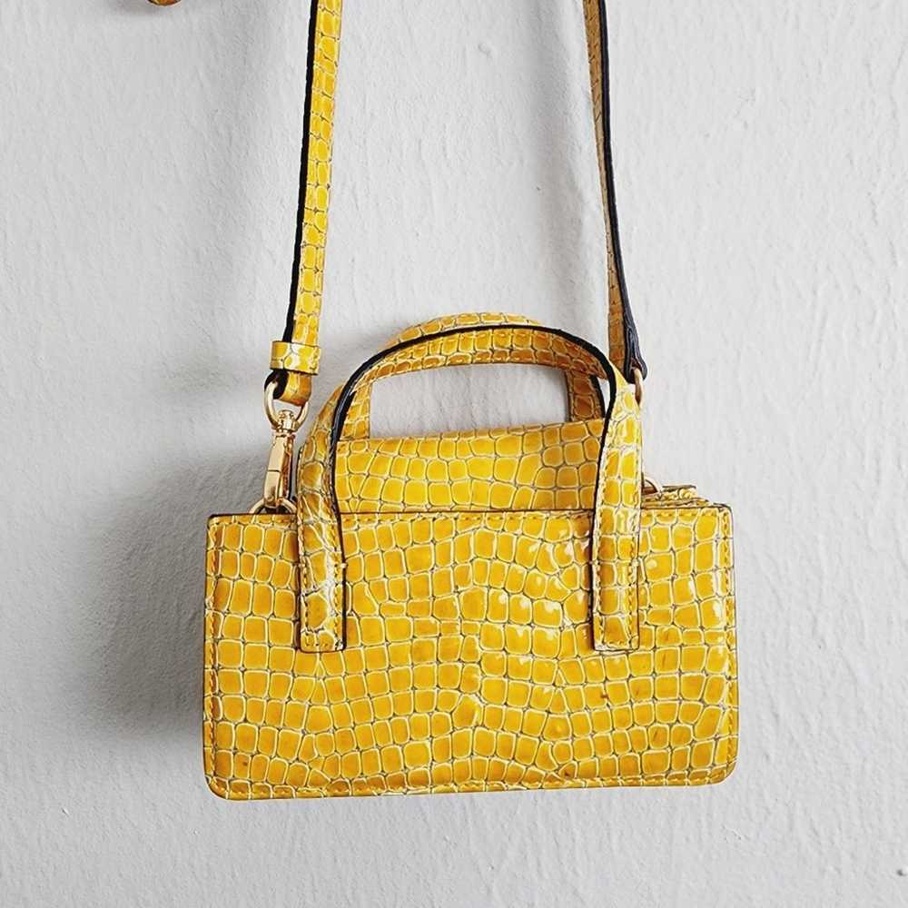 Marge Sherwood Shiny Yellow Croc Top Handle Mini … - image 5