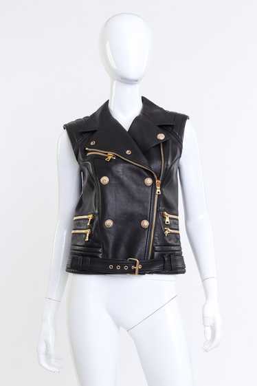 BALMAIN Leather Biker Vest