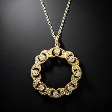 Victorian Diamond And Seed Pearl Circle Pendant