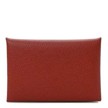 HERMES Epsom Calvi Card Case Rouge Venetian