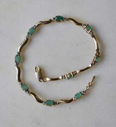 10K Gold Emerald Wavy Link Bracelet | Used,… - image 1