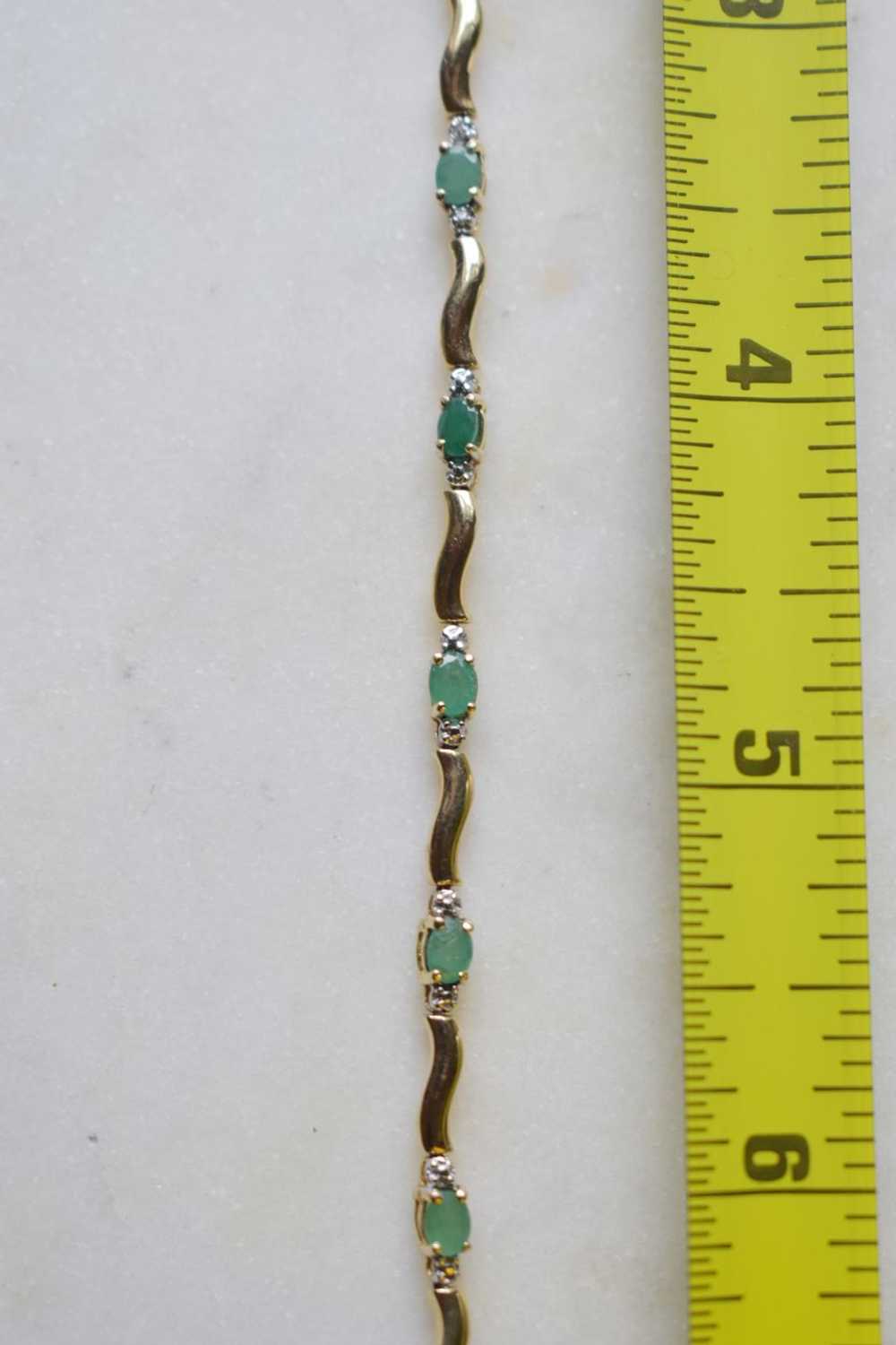 10K Gold Emerald Wavy Link Bracelet | Used,… - image 3