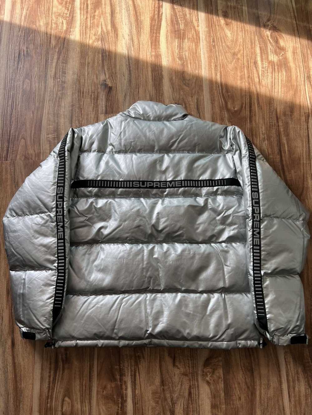 Supreme Reflective sleeve logo puffy jacket - image 11