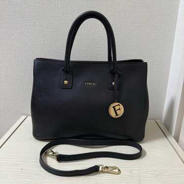 【Excellent Condition】FURLA LINDA 2WAY Tote Bag Bla