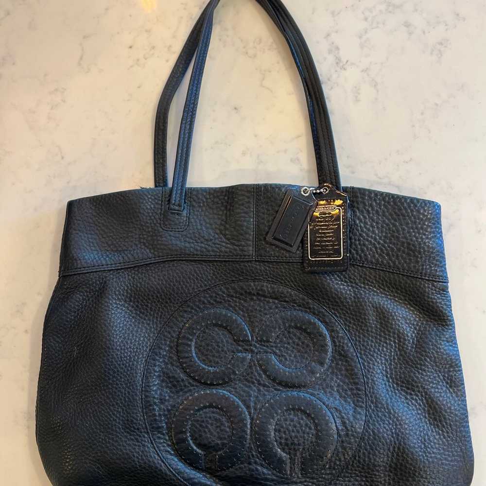 Coach Large Black Leather Tote Bag - image 1