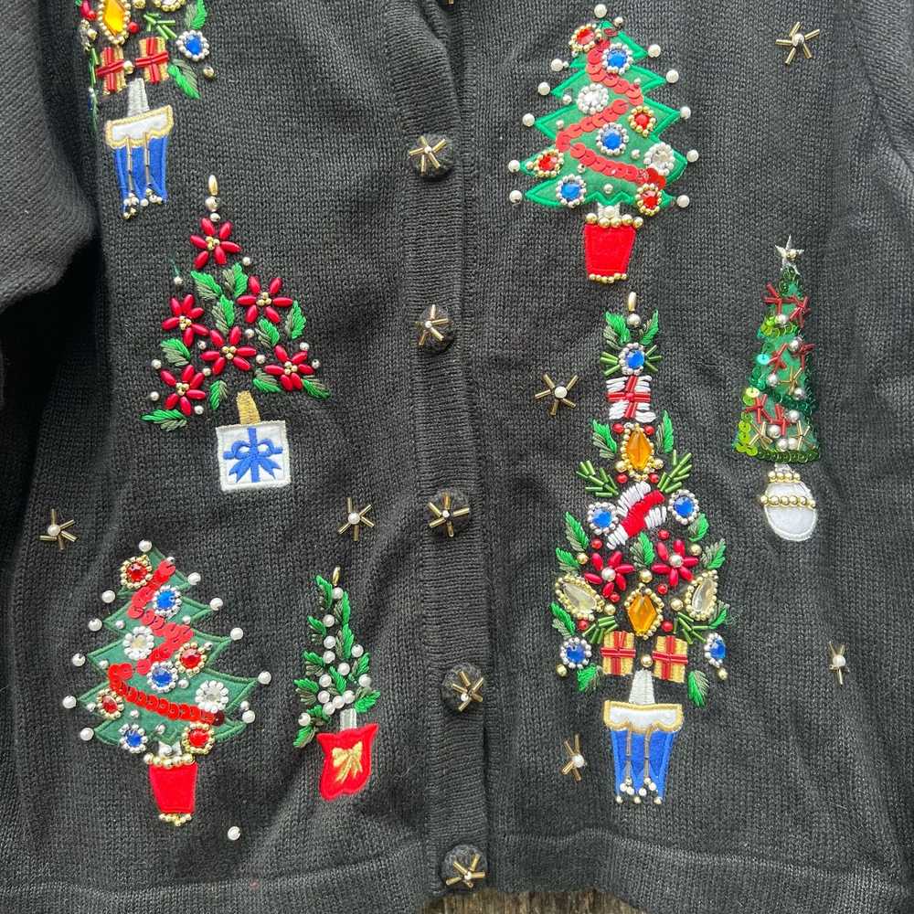 Vintage 90s Embroidered Embellished Christmas Tre… - image 3