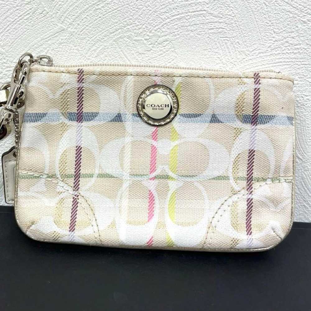 【Excellent Condition】COACH Signature Check Pouch … - image 1