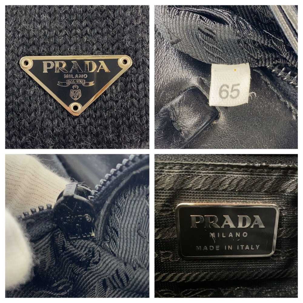 Prada Prada Prada Wool Triangle Logo Tote Bag Can… - image 9