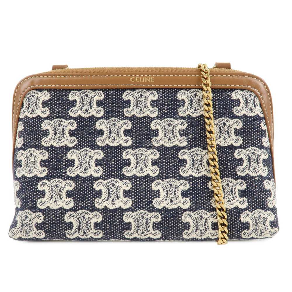 CELINE Macadam Denim Leather Chain Shoulder Pouch… - image 1