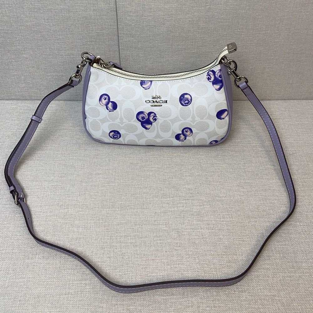 COACH Shoulder Bag Floral Pattern White/Purple CR… - image 1