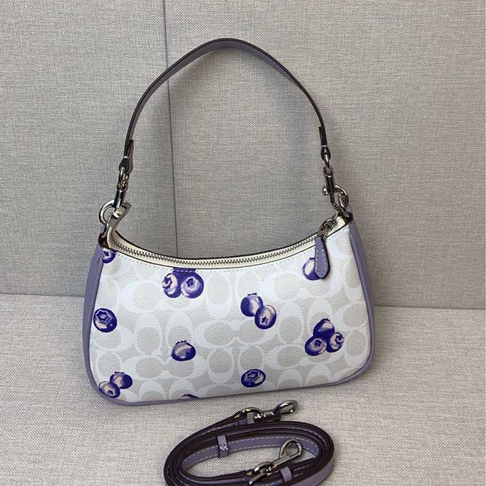 COACH Shoulder Bag Floral Pattern White/Purple CR… - image 2