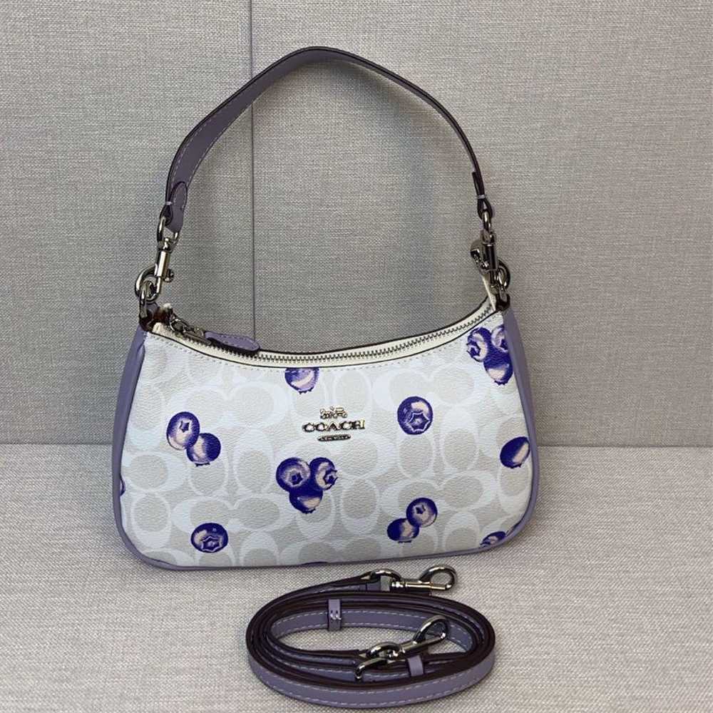 COACH Shoulder Bag Floral Pattern White/Purple CR… - image 3