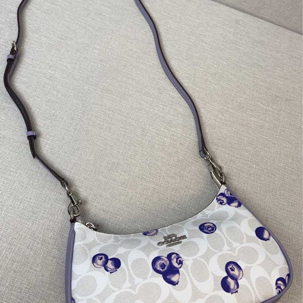 COACH Shoulder Bag Floral Pattern White/Purple CR… - image 4