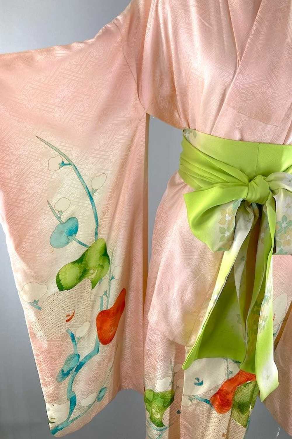 Vintage 1960s Peach Silk Furisode Kimono - image 4