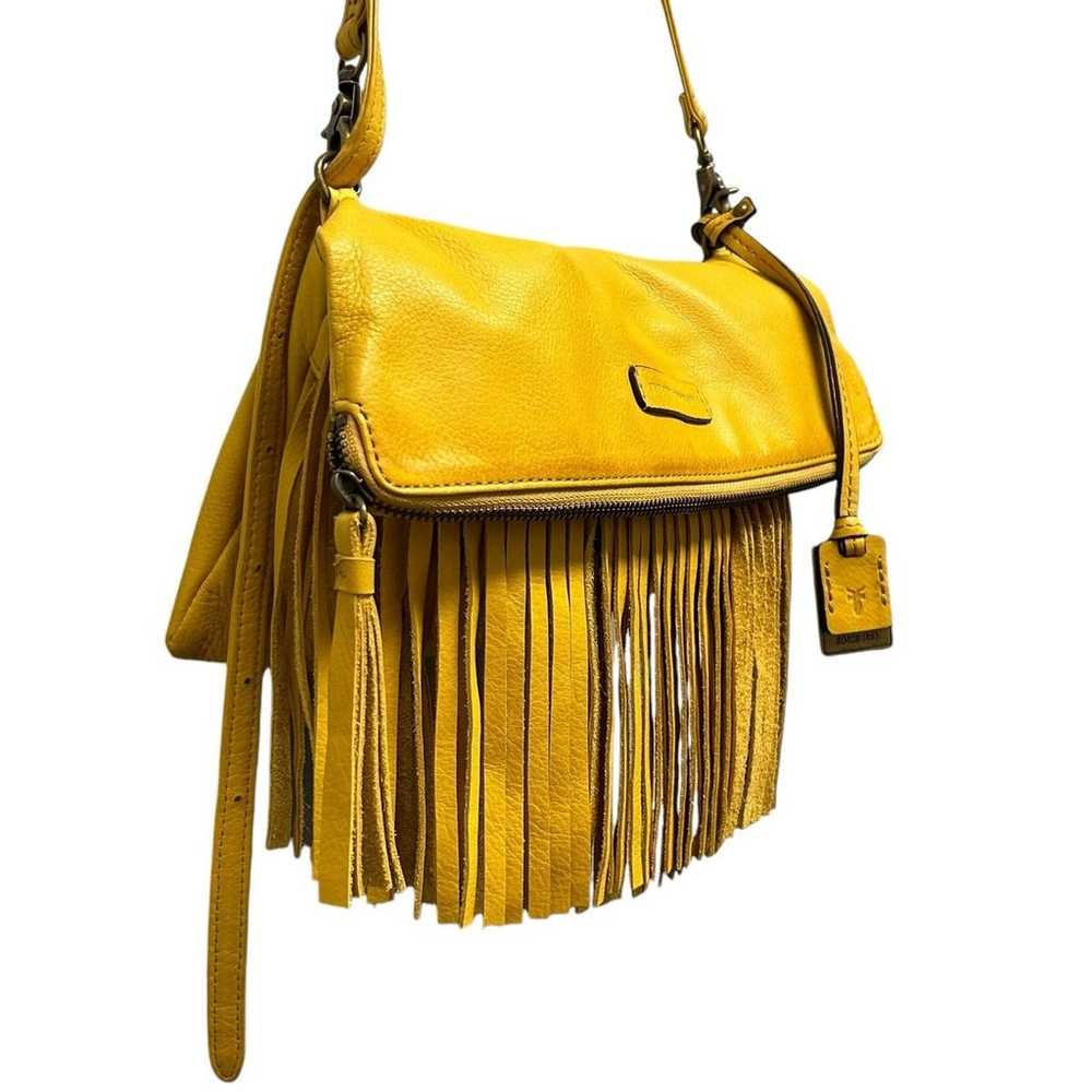 Frye Heidi Leather Fringe Yellow Crossbody/Clutch… - image 3