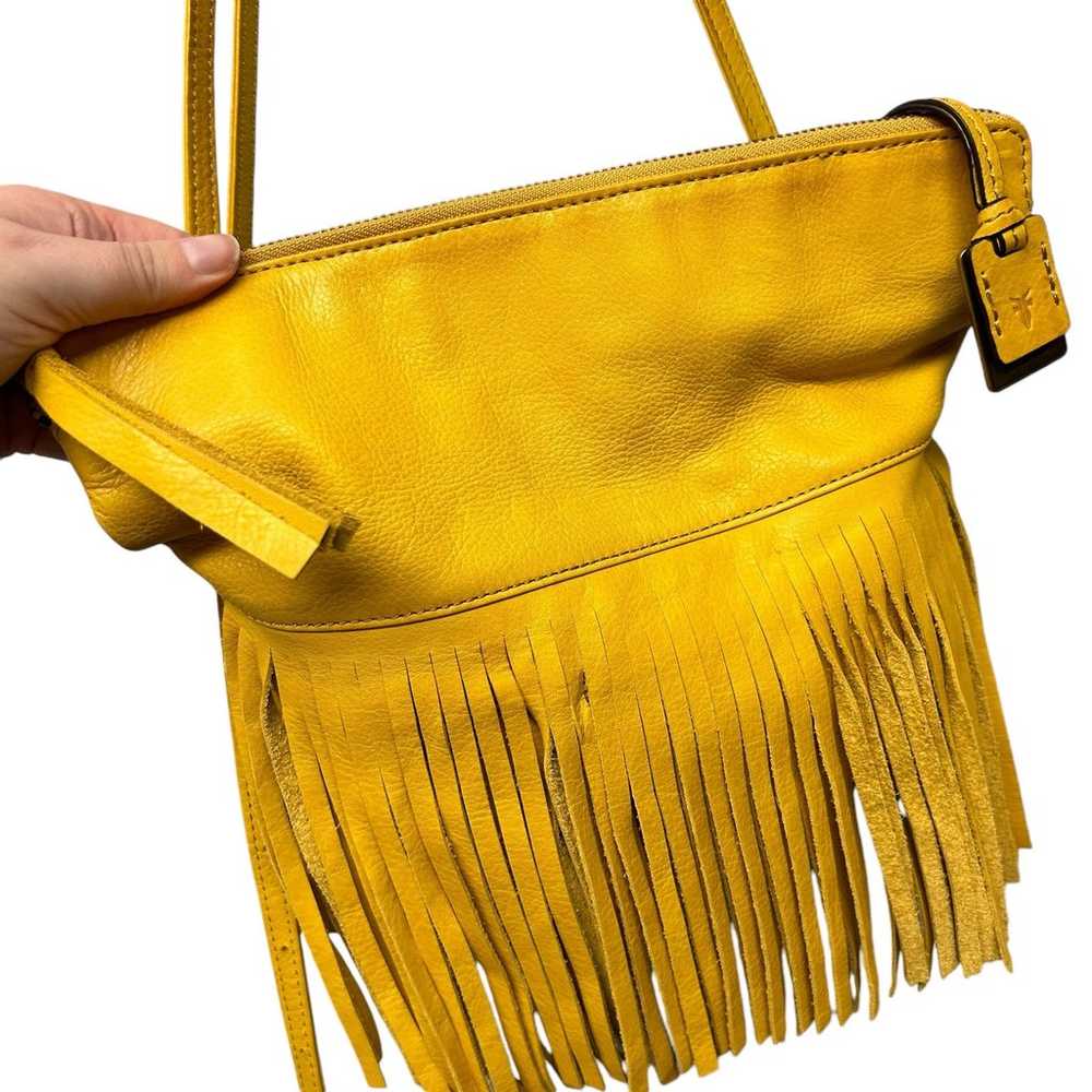 Frye Heidi Leather Fringe Yellow Crossbody/Clutch… - image 6