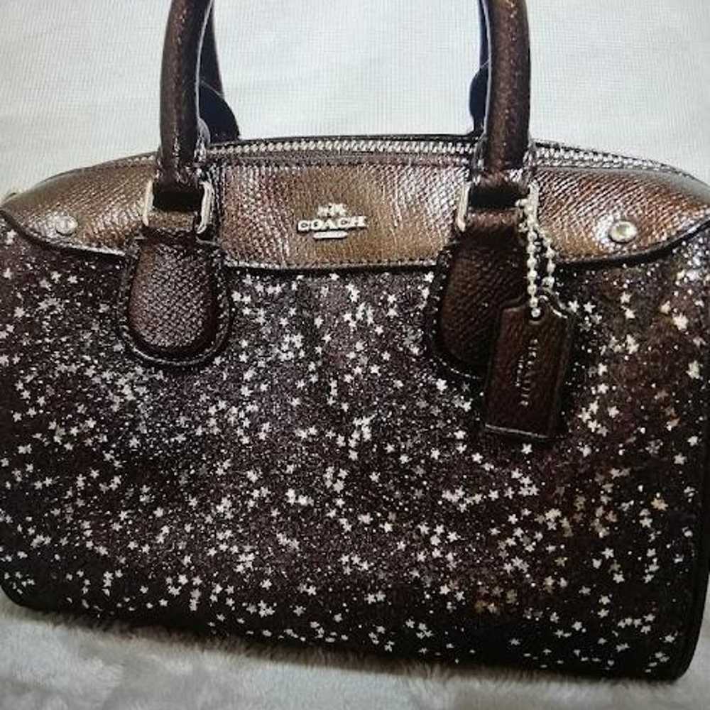 Brand new COACH brown bag with glittering star mo… - image 2