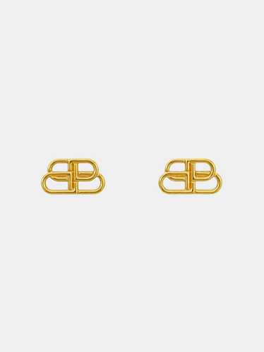 Balenciaga 2020s Gold BB Logo Earrings