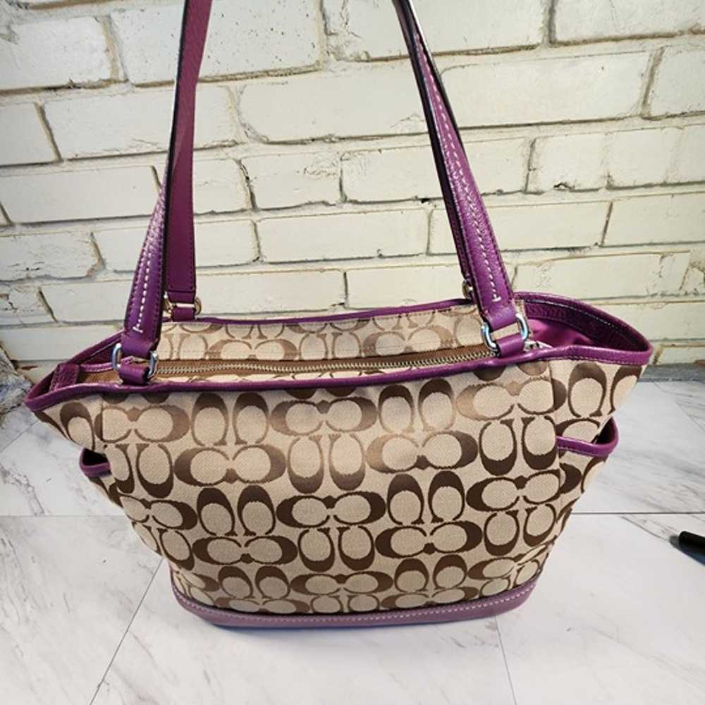 Like New Coach Park Signature Carrie Tote Bag Pur… - image 2