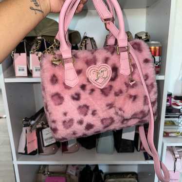 Juicy Couture PINK leopard fuzzy satchel - image 1