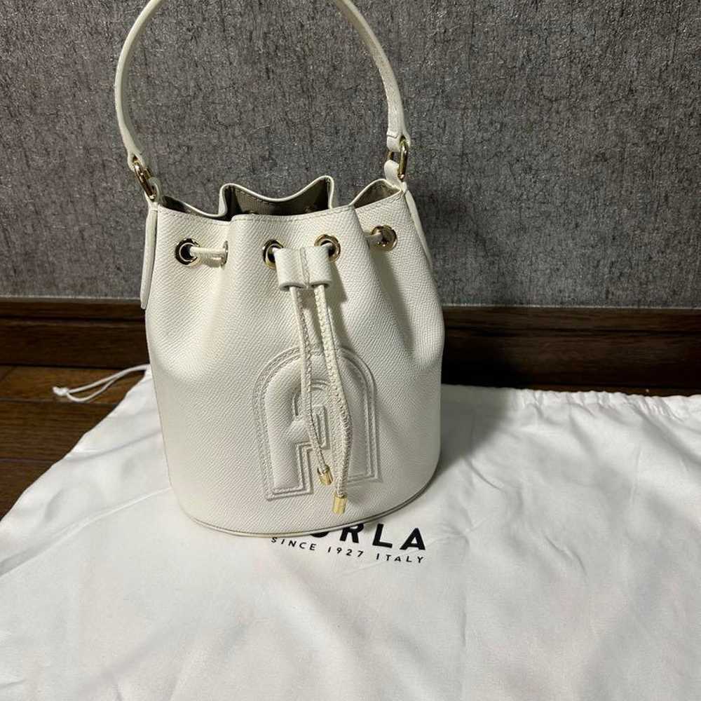 FURLA Cleo White Shoulder Bag Drawstring Bag - image 1