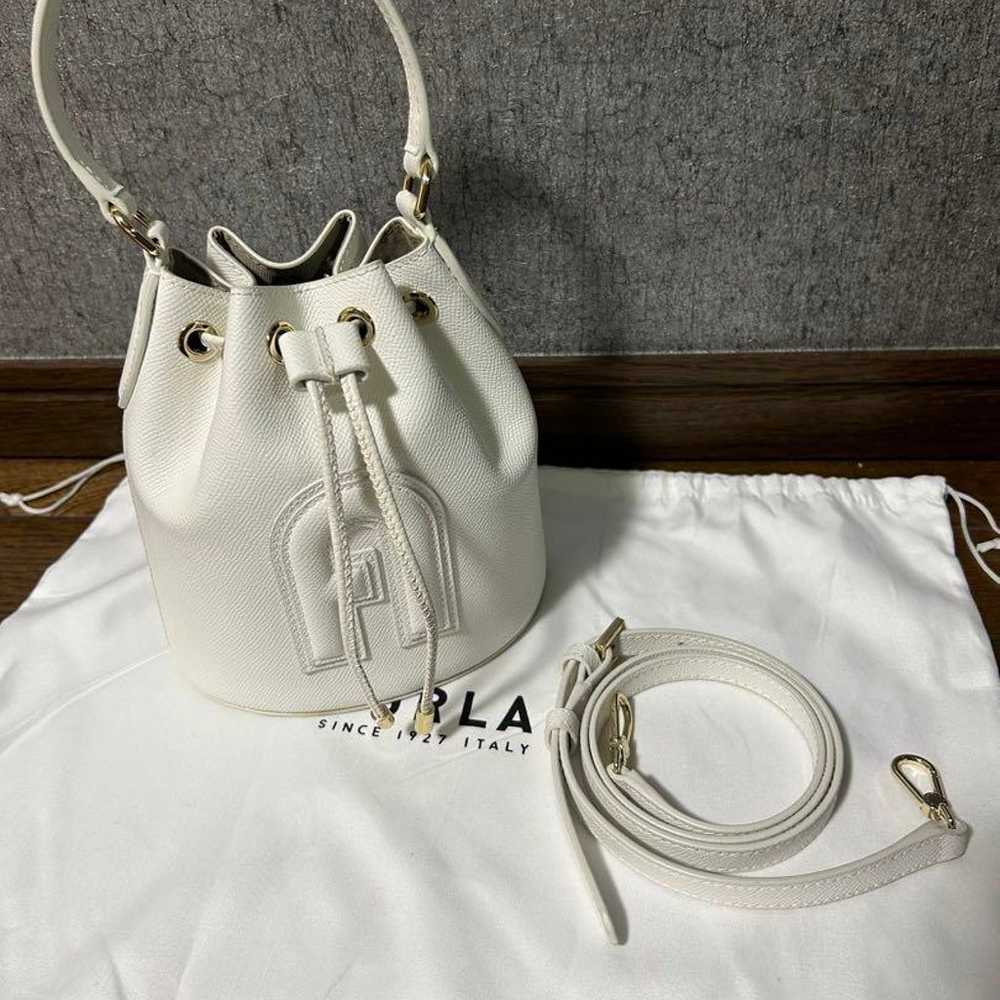 FURLA Cleo White Shoulder Bag Drawstring Bag - image 2