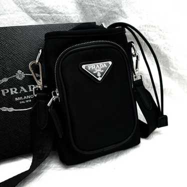 PRADA Smartphone Shoulder Nylon Pouch Black